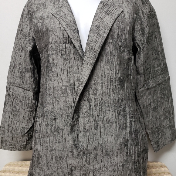 Eileen Fisher Mirage Crinkle Jacquard Long Jacket - Picture 3 of 4